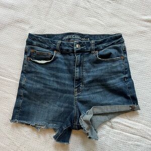 American Eagle Outfitters Blue Jean Shorts with Raw Hem